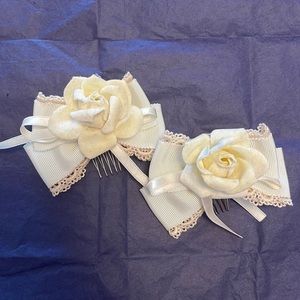 Baby the Stars Shine Bright cream lace rose hair accessories